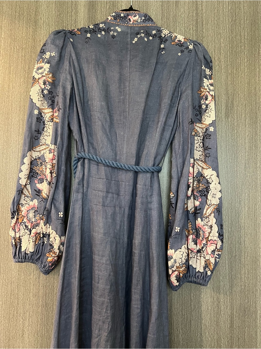 Zimmermann Navy Maxi Dress with Pink Floral Embroidery - Picture 3 of 6